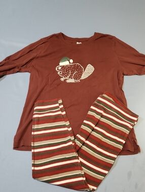 Duluth Trading Co Womens Holiday Long Top And Bottoms Pajama Set. Size XL.